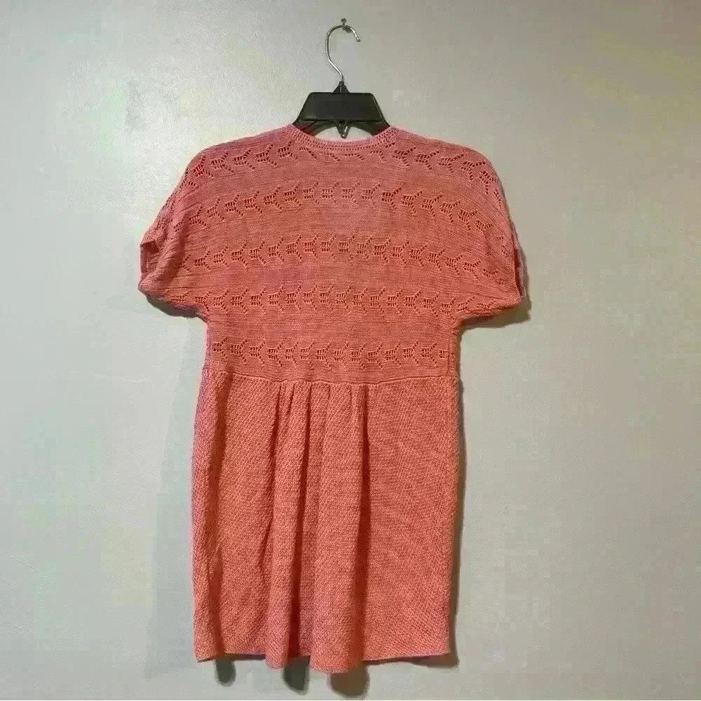 J. Jill Knitted Short-sleeve 1 Button Linen-blend Cardigan, Women's Size S Pink - Picture 2 of 7